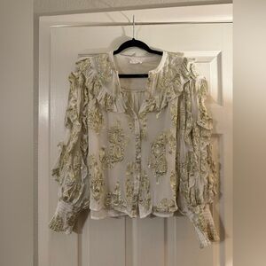Chic Gold Embellished Women's Blouse
